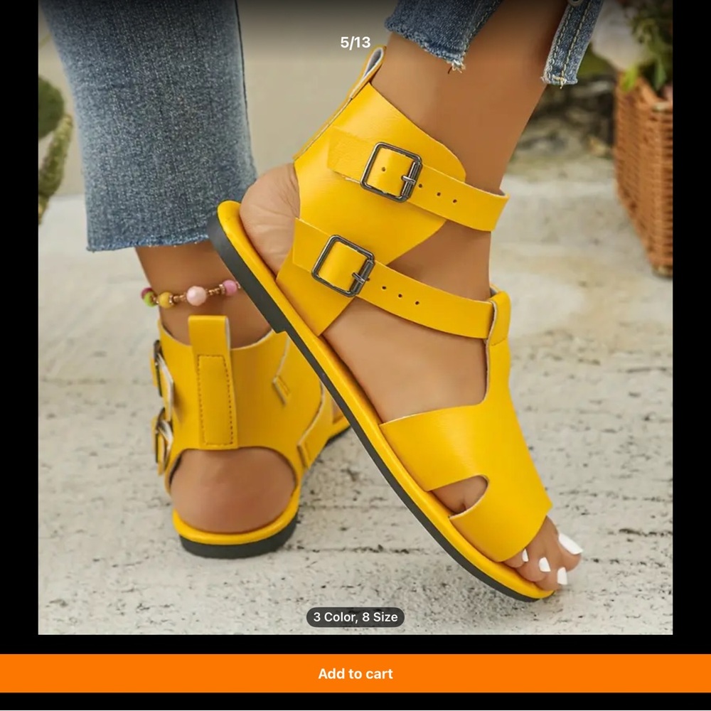 Vibrant Yellow Sandals with Adjustable Straps
